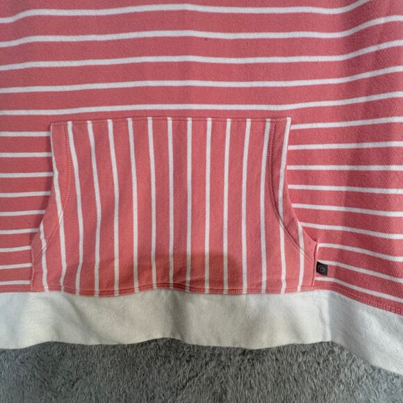 T by Talbots Pullover Split Neck Striped Kangaroo Pocket Top Women Lp Pink White - Picture 4 of 9